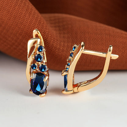 Gorgeous gold pendant earrings, red, yellow, blue, purple colorful gemstone set earrings, Women's engagement gift jewelry accessories