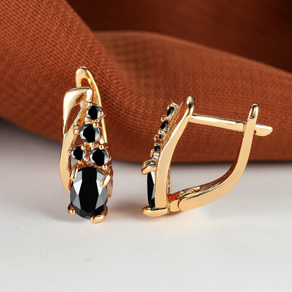 Gorgeous gold pendant earrings, red, yellow, blue, purple colorful gemstone set earrings, Women's engagement gift jewelry accessories