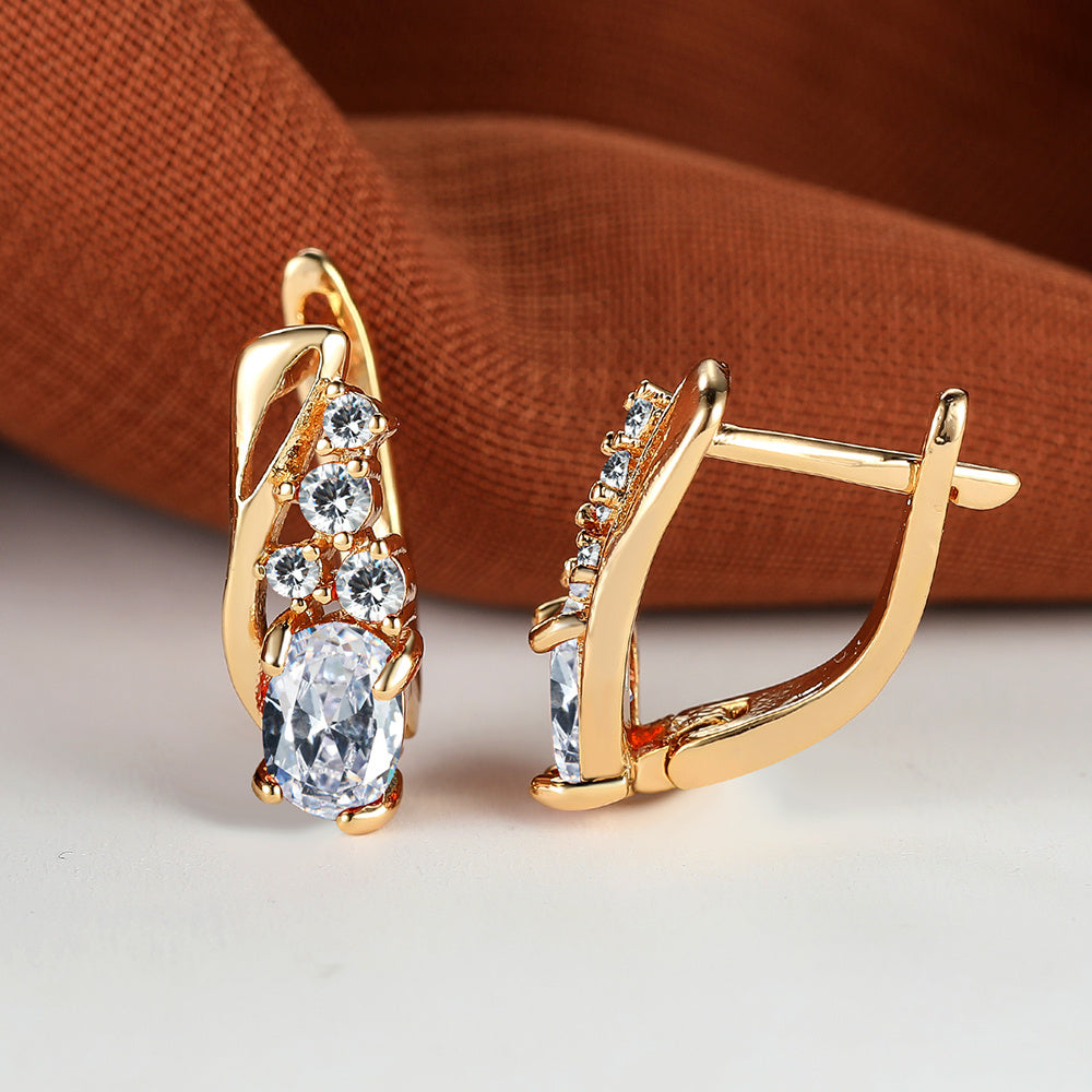 Gorgeous gold pendant earrings, red, yellow, blue, purple colorful gemstone set earrings, Women's engagement gift jewelry accessories