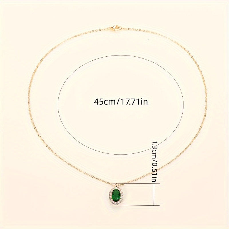 18K Golden Plated Oval Pendant Necklace For Women Bridal Wedding Necklace Jewelry