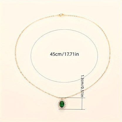 18K Golden Plated Oval Pendant Necklace For Women Bridal Wedding Necklace Jewelry