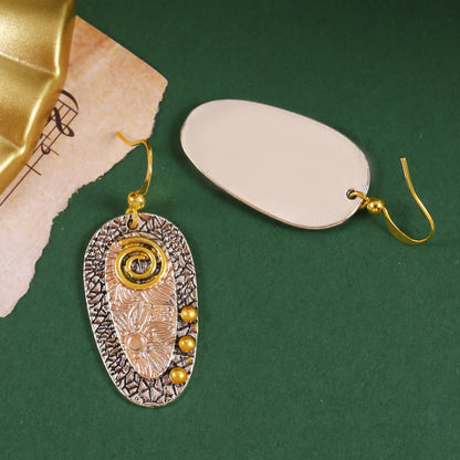 Bohemian pierced hanging earrings pattern metal engraving oval pendant earrings fashion hook earrings