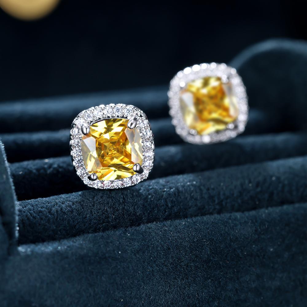 Exquisite square Zirconia stud earrings, wedding party decoration, ladies gift