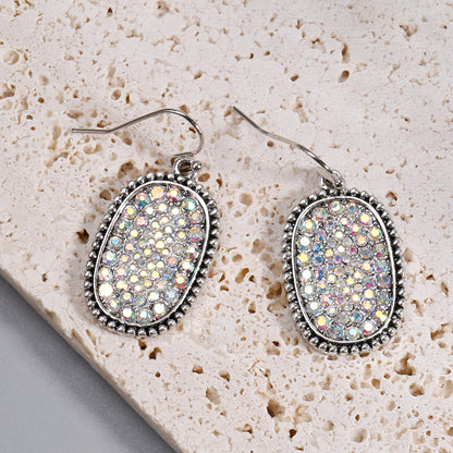 Bohemian Large Pendant Earrings with Synthetic Gemstone Personality Hook Earrings