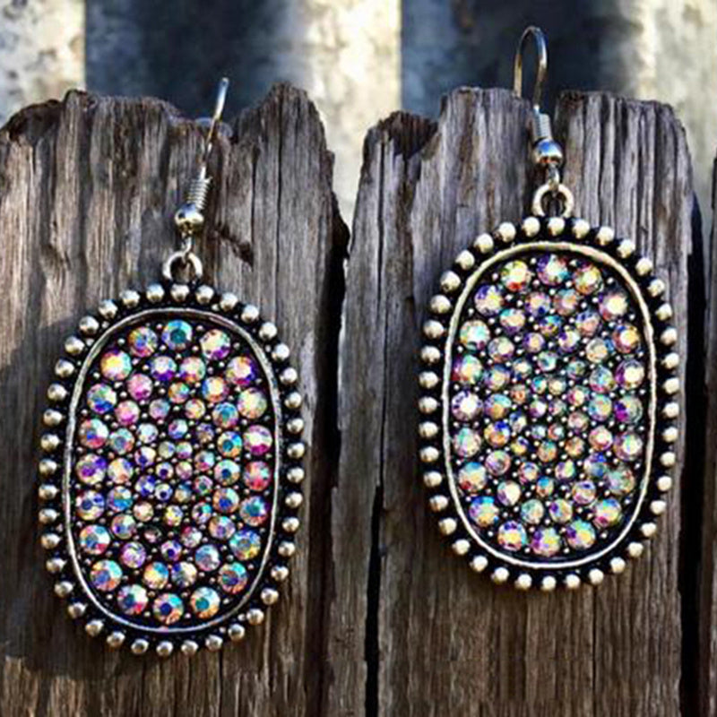 Bohemian Large Pendant Earrings with Synthetic Gemstone Personality Hook Earrings