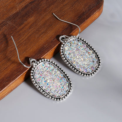 Bohemian Large Pendant Earrings with Synthetic Gemstone Personality Hook Earrings