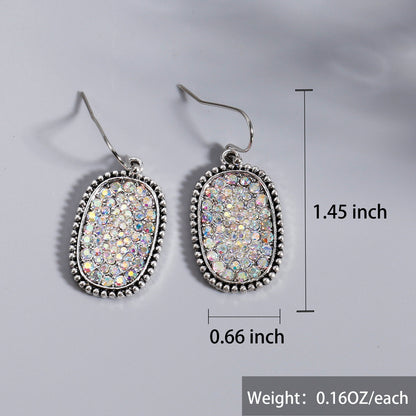 Bohemian Large Pendant Earrings with Synthetic Gemstone Personality Hook Earrings