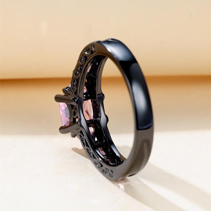 Women's Square Cut Pink Zircon Princess Ring, Engagement Wedding Valentine's Day Jewelry Gift