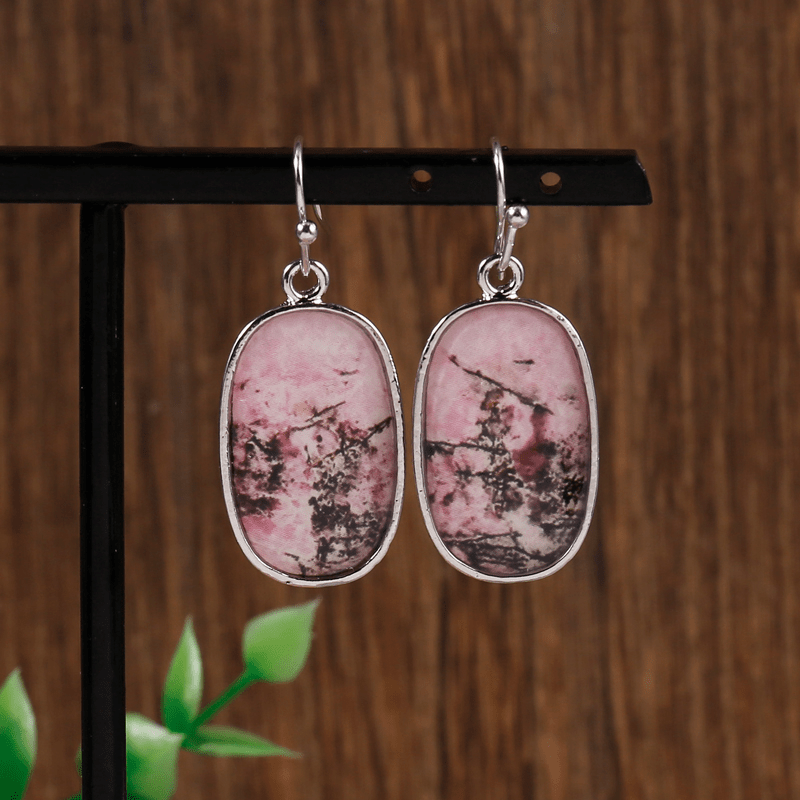 Handmade Pink Synthetic Gemstone Pendant Earrings Ladies 925 Silver Plated Jewelry