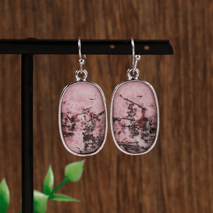Handmade Pink Synthetic Gemstone Pendant Earrings Ladies 925 Silver Plated Jewelry