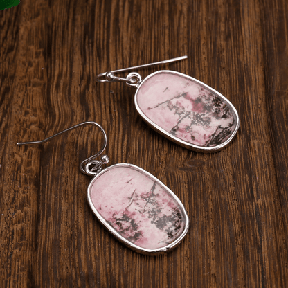 Handmade Pink Synthetic Gemstone Pendant Earrings Ladies 925 Silver Plated Jewelry