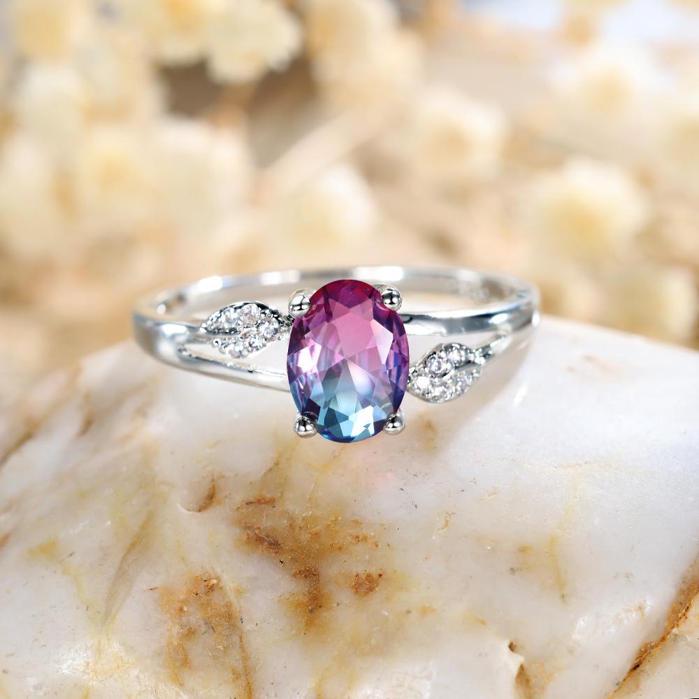 Inlaid Oval Zirconia Elegant Copper Ring Wedding Ring Valentine's Day Gift