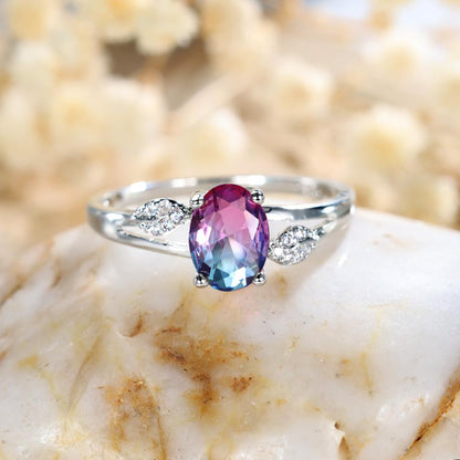 Inlaid Oval Zirconia Elegant Copper Ring Wedding Ring Valentine's Day Gift