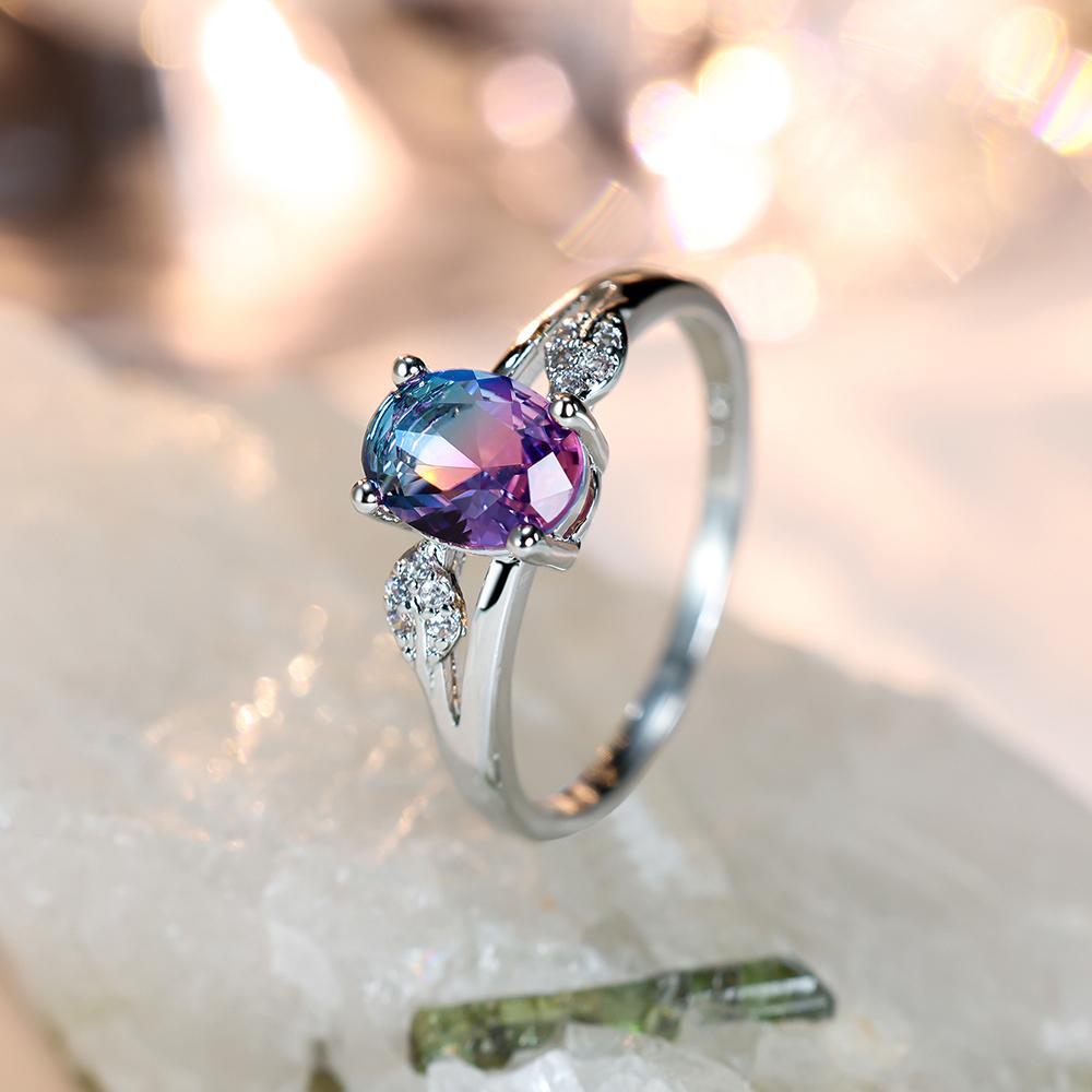 Inlaid Oval Zirconia Elegant Copper Ring Wedding Ring Valentine's Day Gift