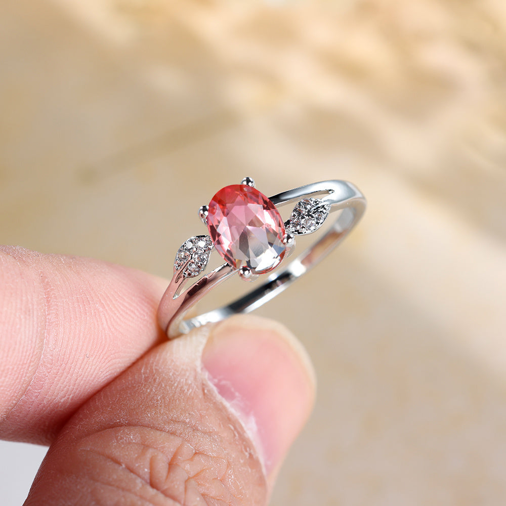 Inlaid Oval Zirconia Elegant Copper Ring Wedding Ring Valentine's Day Gift