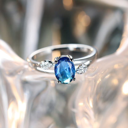 Inlaid Oval Zirconia Elegant Copper Ring Wedding Ring Valentine's Day Gift