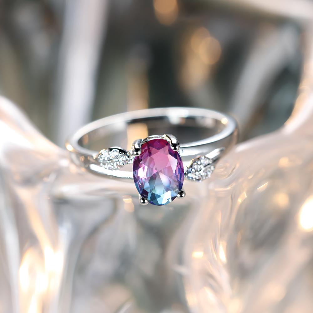 Inlaid Oval Zirconia Elegant Copper Ring Wedding Ring Valentine's Day Gift