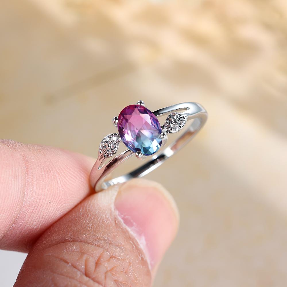 Inlaid Oval Zirconia Elegant Copper Ring Wedding Ring Valentine's Day Gift