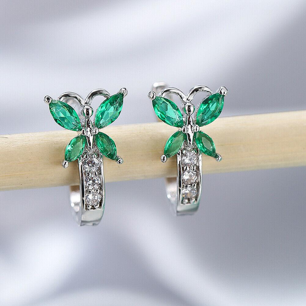 18K gold-plated oval-cut birthstone crystal Zirconia earrings, cute butterfly shape, synthetic cubic Zirconia, copper ear needles, Valentine's Day gift jewelry for all seasons