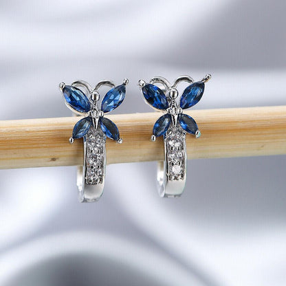 18K gold-plated oval-cut birthstone crystal Zirconia earrings, cute butterfly shape, synthetic cubic Zirconia, copper ear needles, Valentine's Day gift jewelry for all seasons