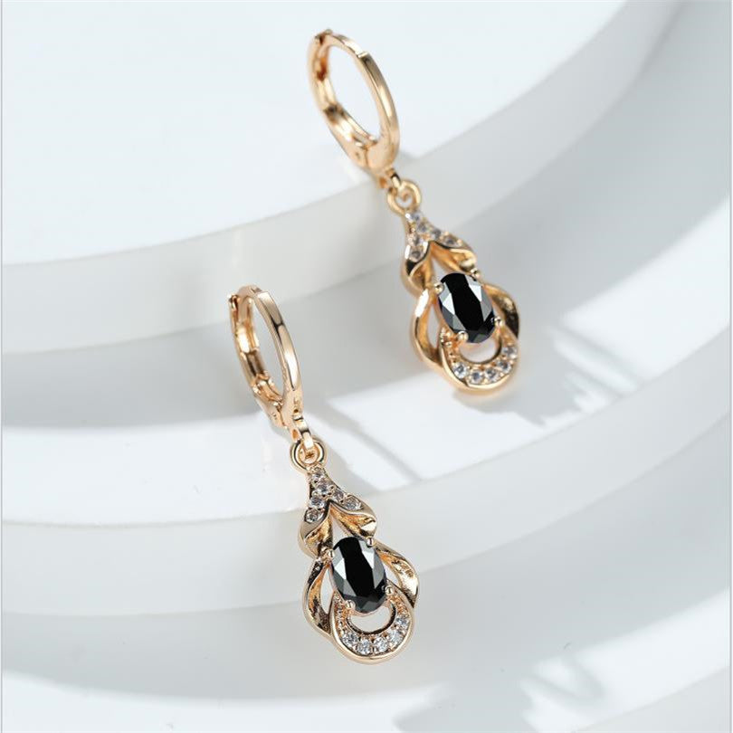 Ladies Elegant Zircon Earrings 18K Gold Plated Earrings Banquet Dinner Decoration