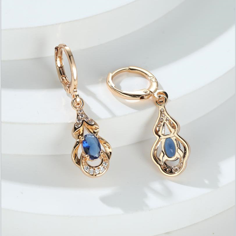 Ladies Elegant Zircon Earrings 18K Gold Plated Earrings Banquet Dinner Decoration