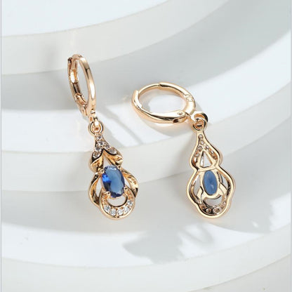 Ladies Elegant Zircon Earrings 18K Gold Plated Earrings Banquet Dinner Decoration