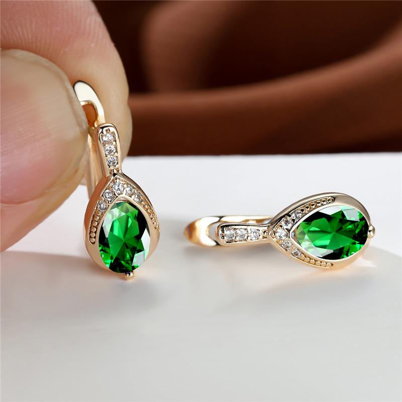 Exquisite Waterdrop zirconia Clip On Earrings 18K Gold Plated Multicolor zirconia Jewelry For Women