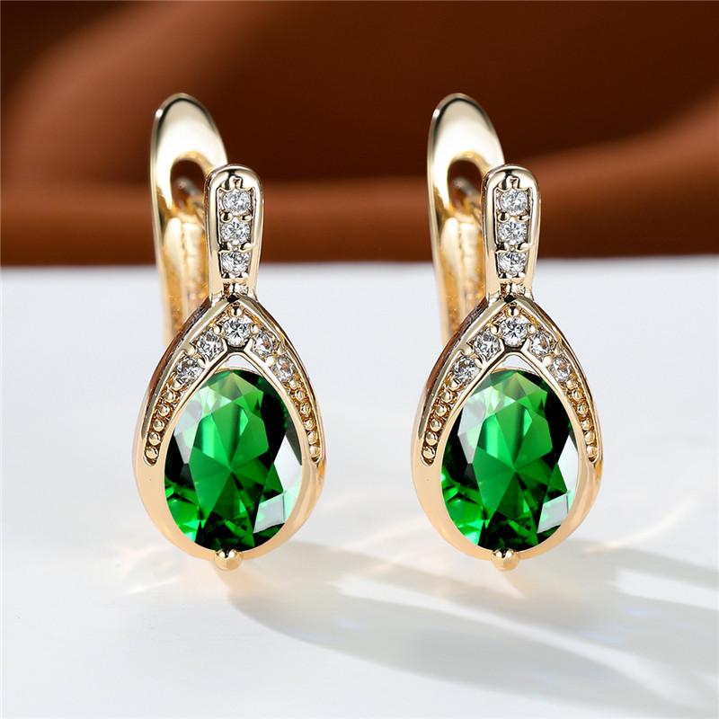 Exquisite Waterdrop zirconia Clip On Earrings 18K Gold Plated Multicolor zirconia Jewelry For Women