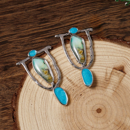 Classic Green Stone Pendant Earrings Silver Jewelry Ladies iBridal Wedding Jewelry Gift