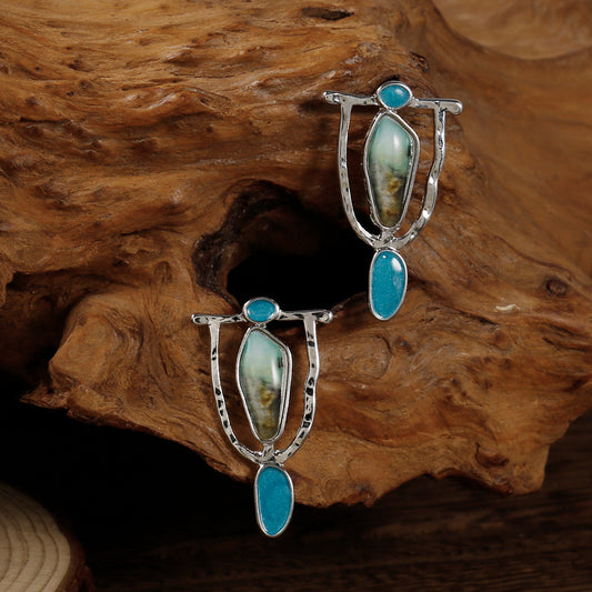 Classic Green Stone Pendant Earrings Silver Jewelry Ladies iBridal Wedding Jewelry Gift