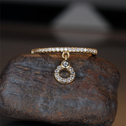 Charm Simple Round Shining Classic Ring 18k Gold Plated Zirconia Copper Engagement Wedding