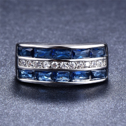 White Bluestone CZ Ring Silver Engagement Princess Love Ring Wedding Ring Valentine's Day Gift