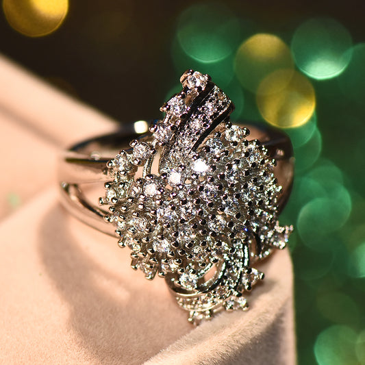 Exaggerated wide ring zircon elegant party accessories, women's exquisite birthday Christmas gifts, fashion jewelry, must-have items