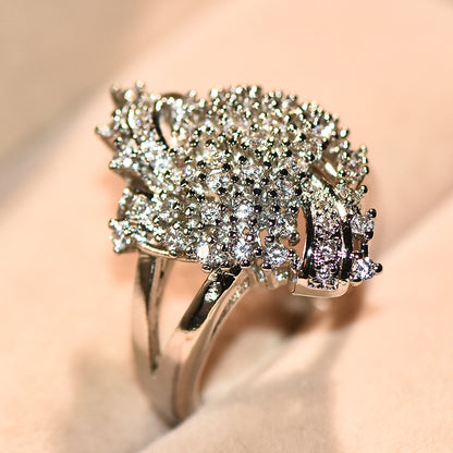 Exaggerated wide ring zircon elegant party accessories, women's exquisite birthday Christmas gifts, fashion jewelry, must-have items