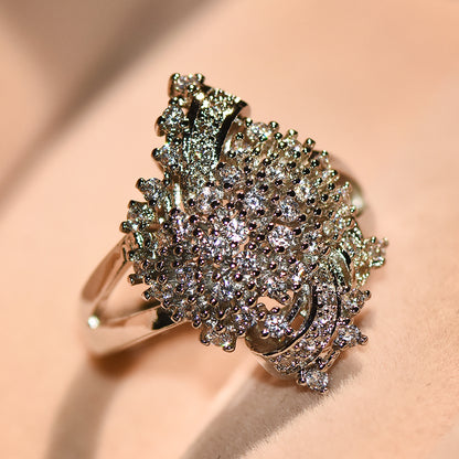 Exaggerated wide ring zircon elegant party accessories, women's exquisite birthday Christmas gifts, fashion jewelry, must-have items