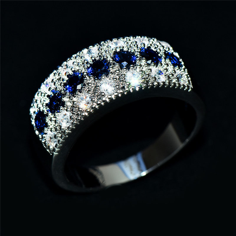 Stylish wide ring inlaid with sparkling Zirconia, multi-color optional, exquisite anniversary birthday gift for your lover
