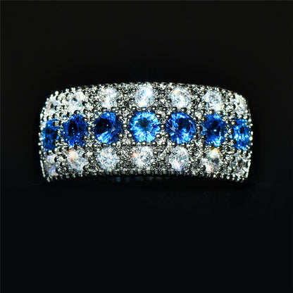 Stylish wide ring inlaid with sparkling Zirconia, multi-color optional, exquisite anniversary birthday gift for your lover