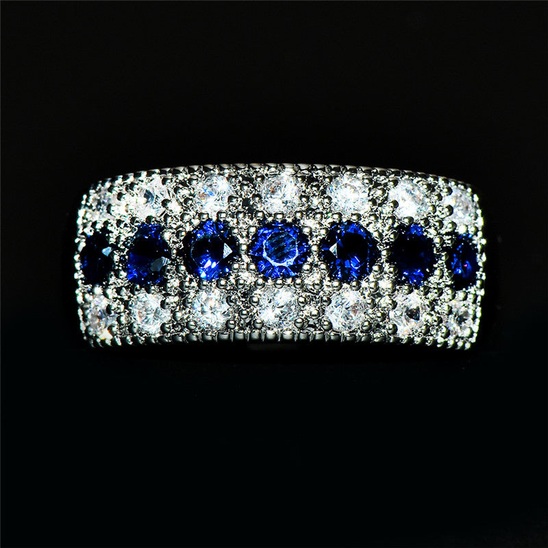 Stylish wide ring inlaid with sparkling Zirconia, multi-color optional, exquisite anniversary birthday gift for your lover