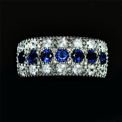 Stylish wide ring inlaid with sparkling Zirconia, multi-color optional, exquisite anniversary birthday gift for your lover