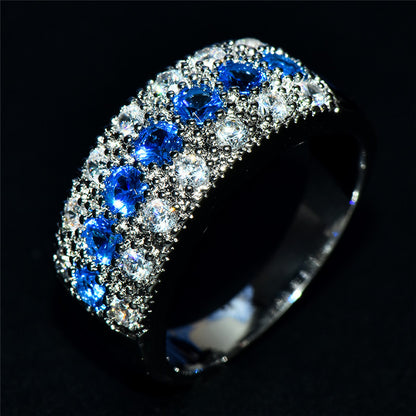 Stylish wide ring inlaid with sparkling Zirconia, multi-color optional, exquisite anniversary birthday gift for your lover