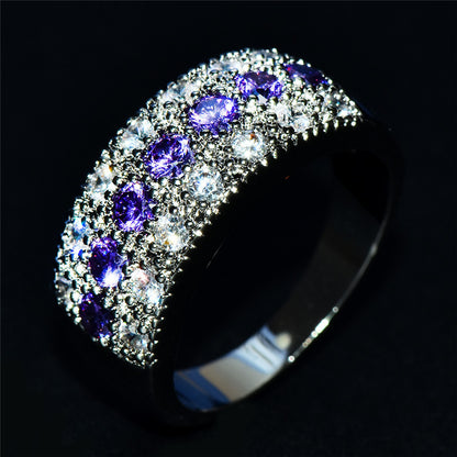 Stylish wide ring inlaid with sparkling Zirconia, multi-color optional, exquisite anniversary birthday gift for your lover