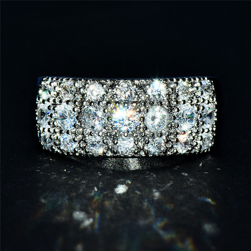 Stylish wide ring inlaid with sparkling Zirconia, multi-color optional, exquisite anniversary birthday gift for your lover