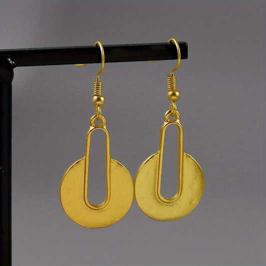 Gold round pendant earrings, vintage bohemian style, creative women's holiday travel accessories, tribal jewelry