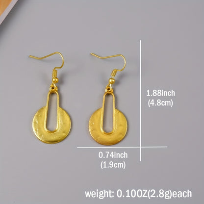 Gold round pendant earrings, vintage bohemian style, creative women's holiday travel accessories, tribal jewelry