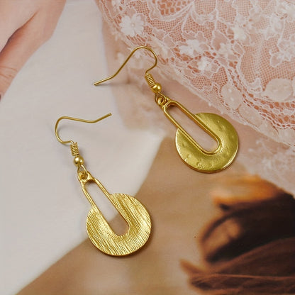 Gold round pendant earrings, vintage bohemian style, creative women's holiday travel accessories, tribal jewelry