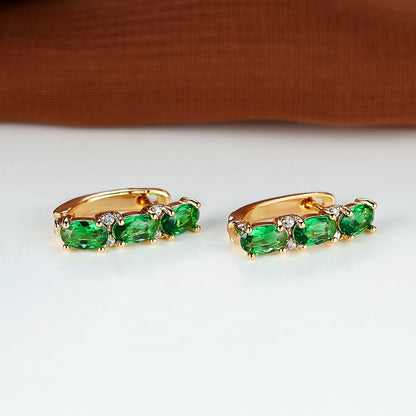 Elegant Oval Green Zircon Pendant Earrings - Perfect for Women's Valentine's Day, Halloween and Christmas Gifts