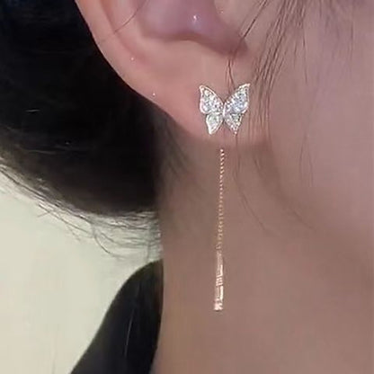 Elegant Yellow Butterfly Earrings - 925 Silver Stud Earrings, Alloy Material, Suitable for Daily Wear and Special Occasions, Creative Design, Holiday Birthday Parties, Anniversary Gifts