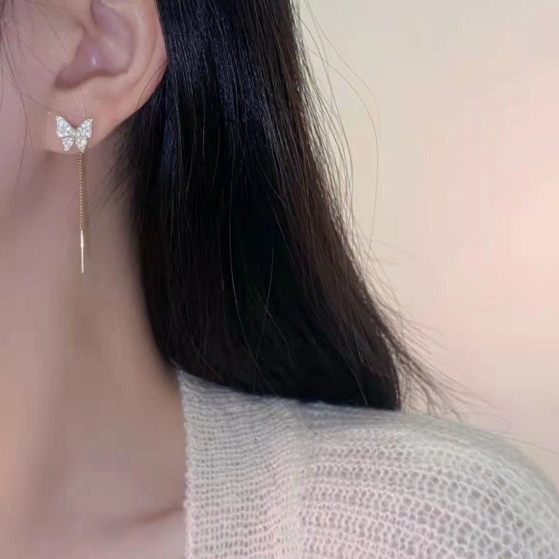 Elegant Yellow Butterfly Earrings - 925 Silver Stud Earrings, Alloy Material, Suitable for Daily Wear and Special Occasions, Creative Design, Holiday Birthday Parties, Anniversary Gifts