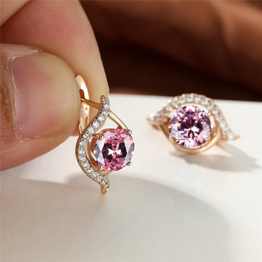 Trendy multi-colored synthetic Zirconia earrings purple earrings vintage Women's wedding jewelry earrings